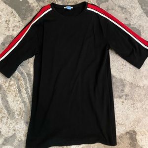 ZARA black with red and white strips dress.